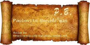 Paulovits Benjámin névjegykártya