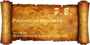 Paulovits Benjámin névjegykártya