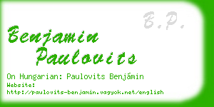 benjamin paulovits business card